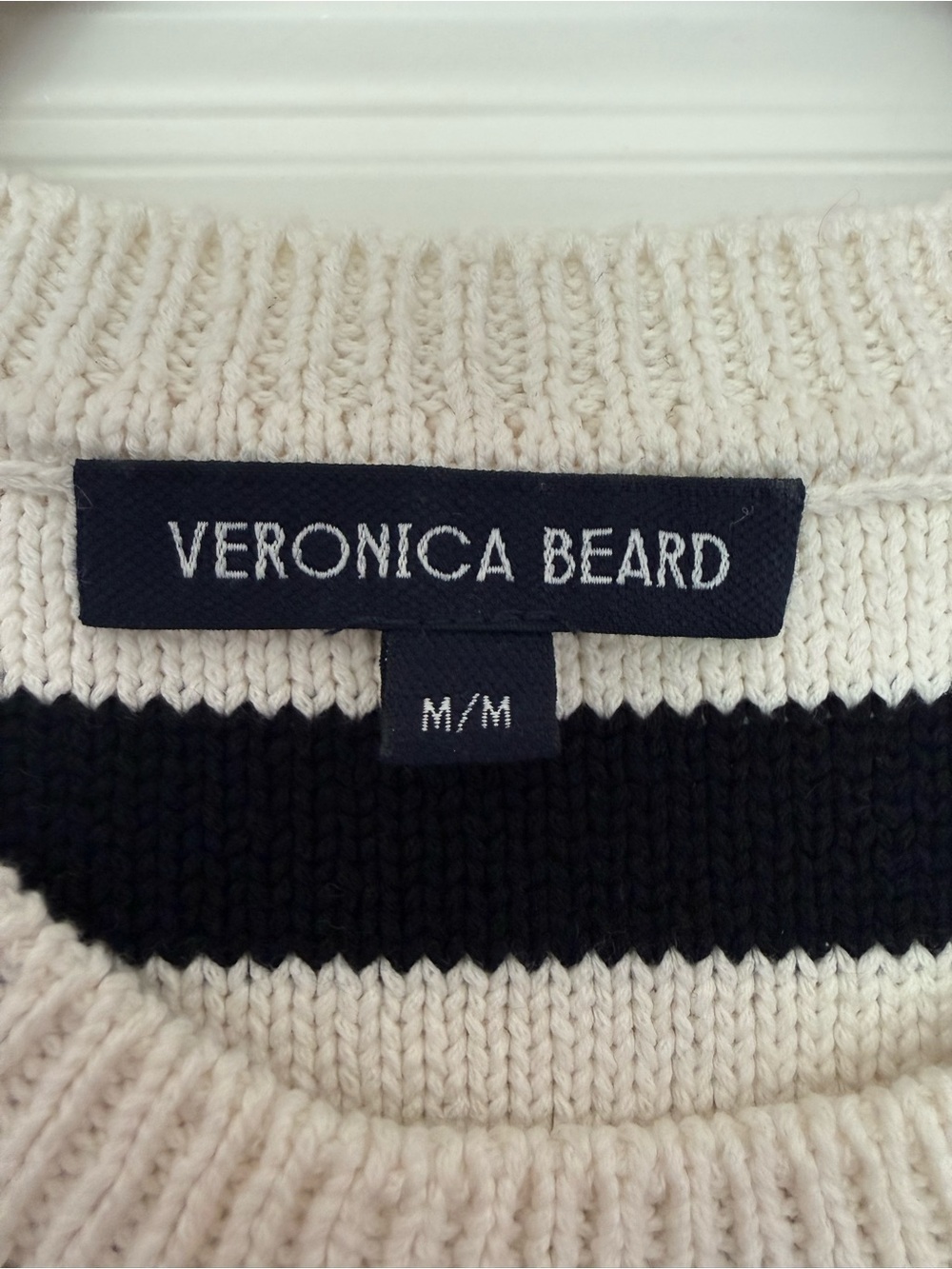 Veronica Beard Black and Off White Striped Sleeveless Crew Sweater - Picture 3 of 7